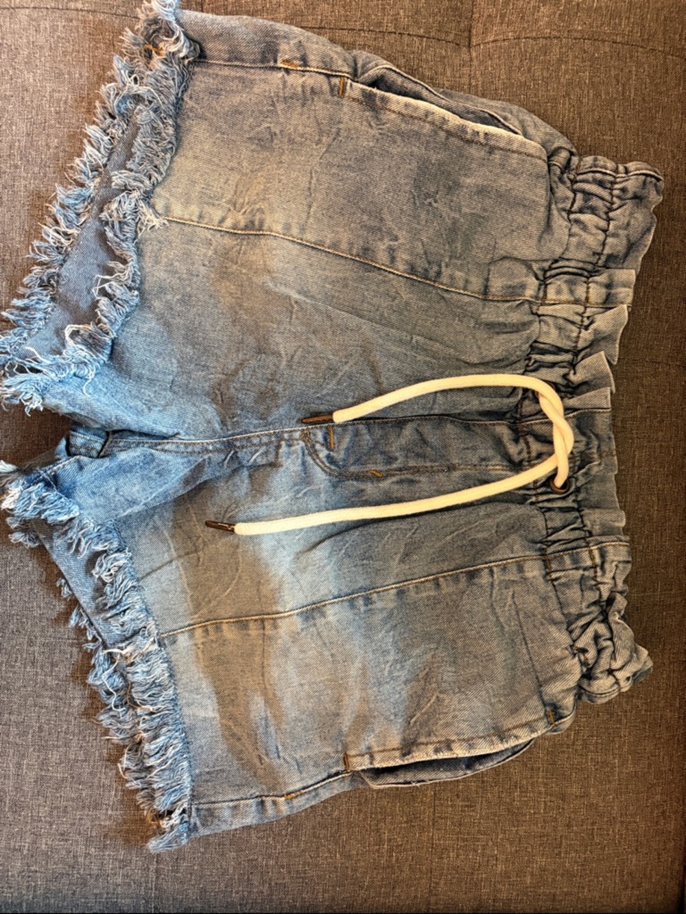 Kensie Vintage Light Blue Denim Frayed Waistband Shorts